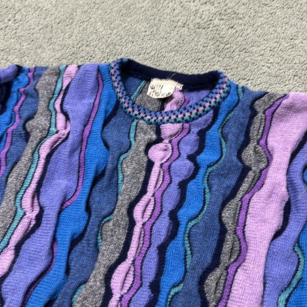 VINTAGE 90's Lorry Marshall Coogi style colorful biggie sweater Size L - Picture 2 of 8